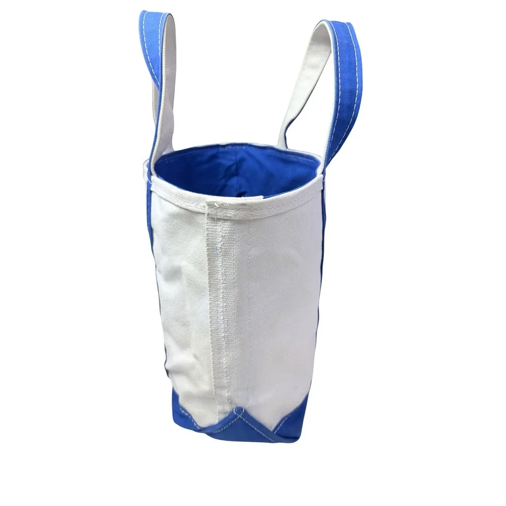 LLBean Boat and Tote Bag Blue White Canvas Zippered‎ Personalized Spunky